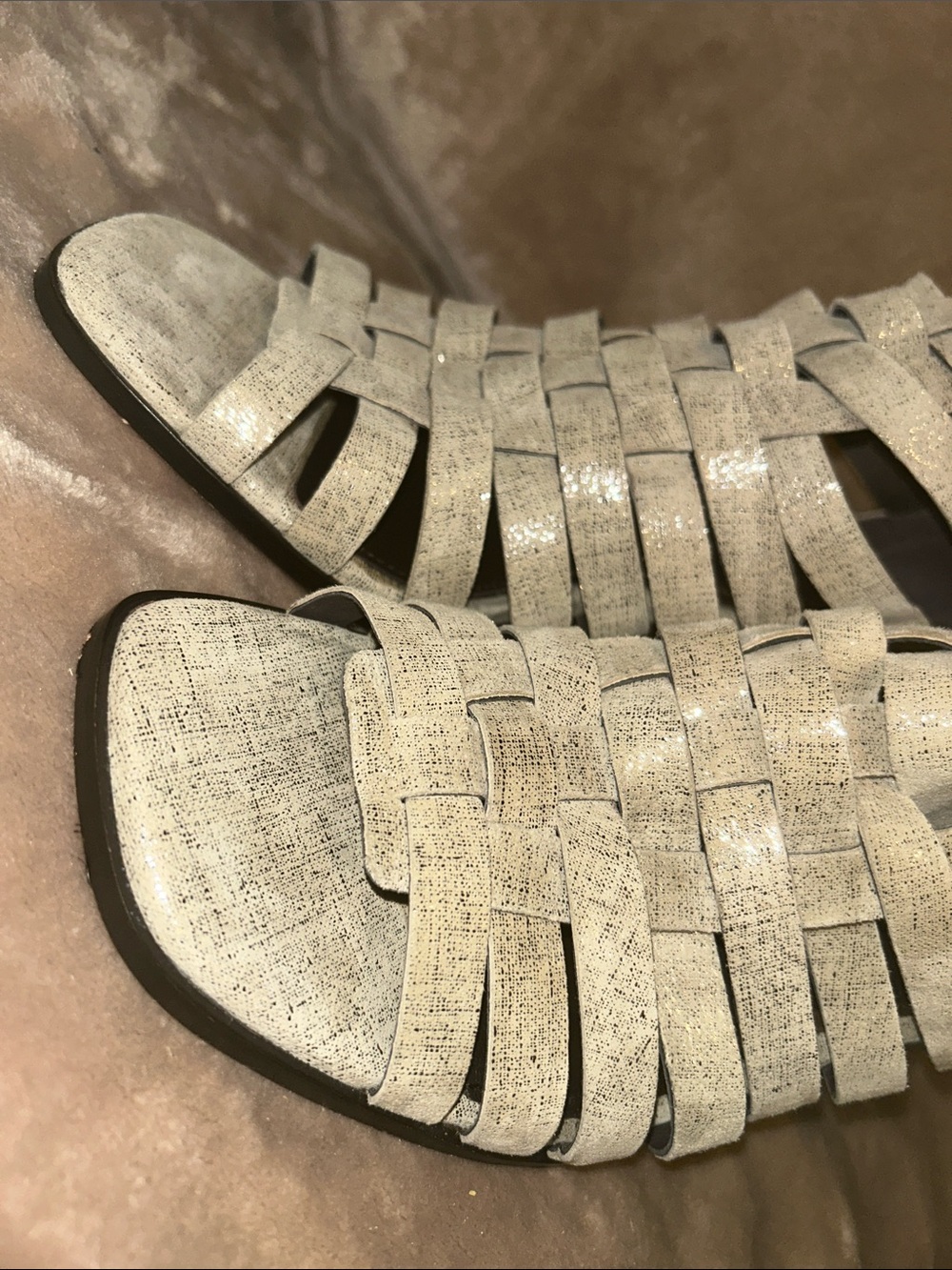Donald Pliner Pixee Strappy Block Heel Open Toe Metallic Shimmer Cage Sandals 9 - Picture 13 of 16